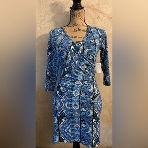 M. Fasis Blue Patterned Women's Dress